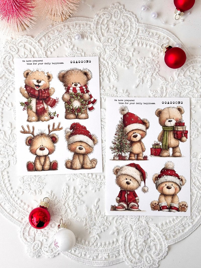 Santa Bear Sticker - 貼紙 - 紙 