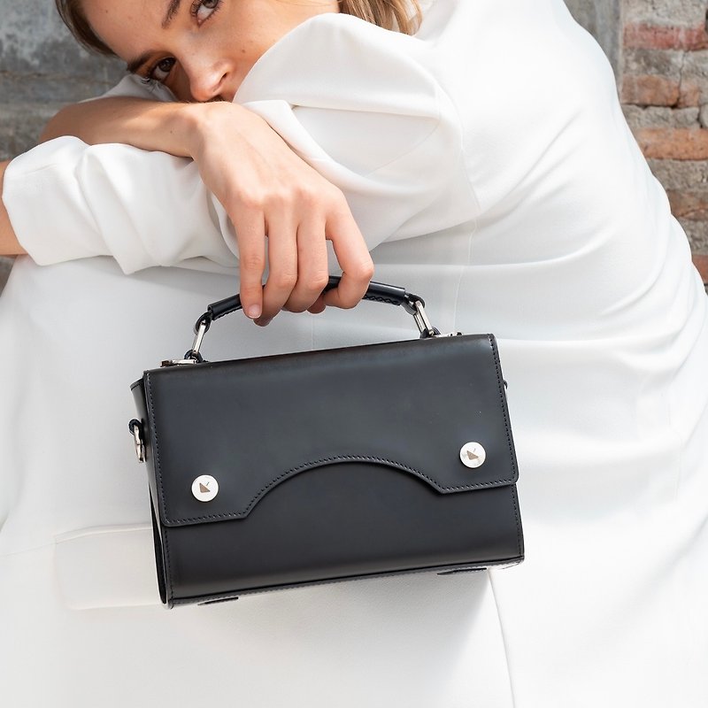 KONOMU || Robo Bag - Black Charcoal || Crossbody Bag || Hand Bag - Handbags & Totes - Genuine Leather Black