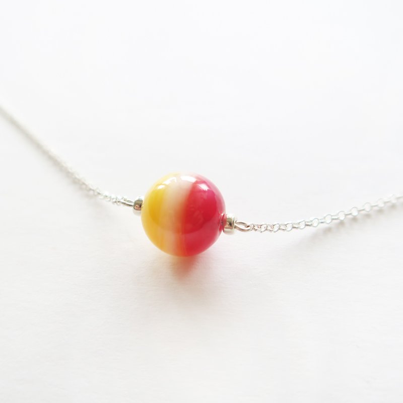 925 Silver Candy glass beads necklace - สร้อยคอ - แก้ว สีแดง