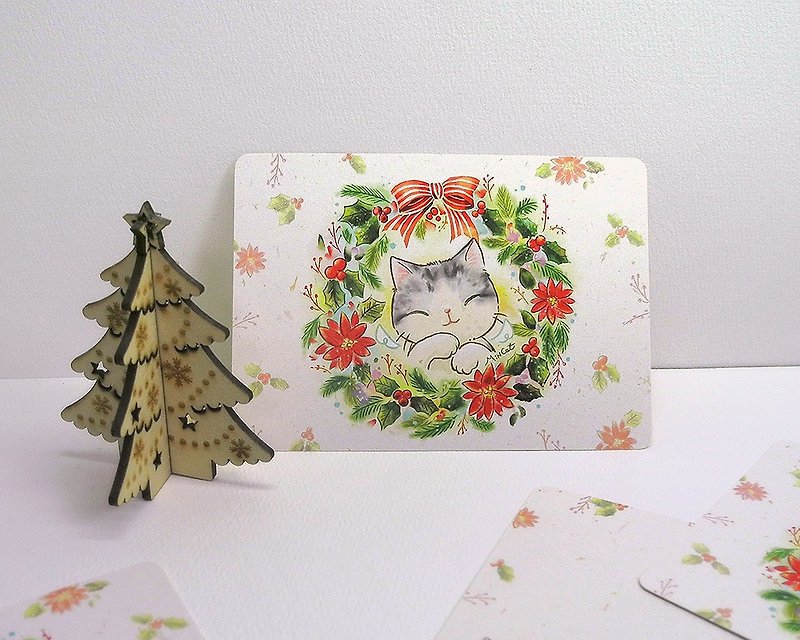 Old Style_Four Seasons Series-Winter Meow Meow Postcard - カード・はがき - 紙 グリーン