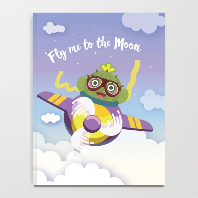 【Plump Planet Friends】Notebook | Cactus Ball Fly Me to the Moon - สมุดบันทึก/สมุดปฏิทิน - กระดาษ สีม่วง
