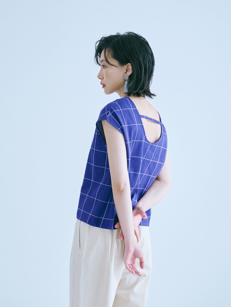 銀河旅行上衣-探訪小隊 - 女 T 恤 - 棉．麻 藍色