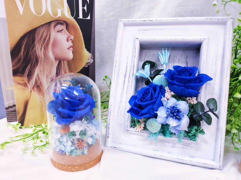 Everlasting Diffusing Flower Frame Decoration-Sapphire - ช่อดอกไม้แห้ง - วัสดุอื่นๆ 