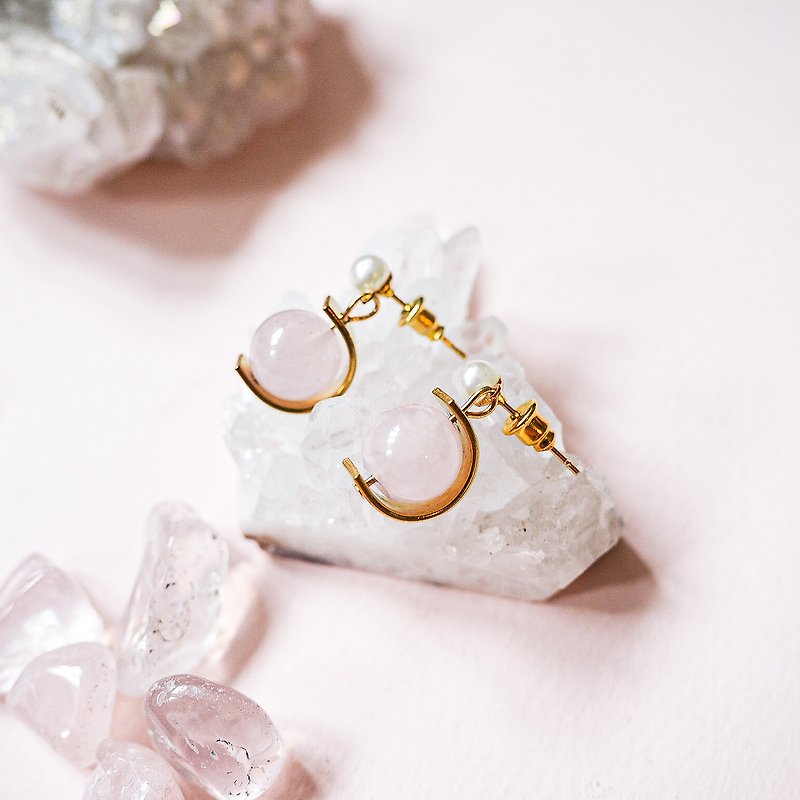 Rose Quartz  Non allergic earrings - Earrings & Clip-ons - Gemstone Pink