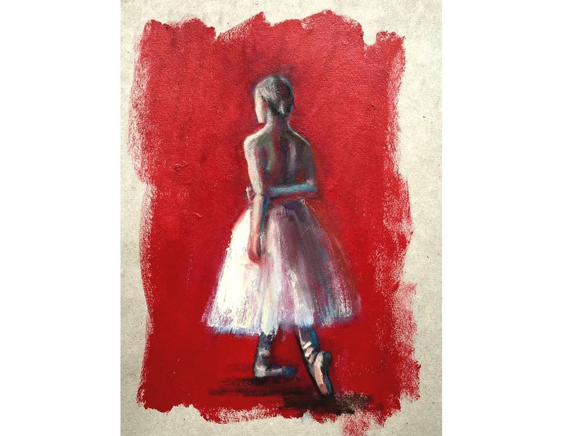 Oil Painting Original Hand Painted Ballerina Impressionist - 擺飾/家飾品 - 其他材質 咖啡色