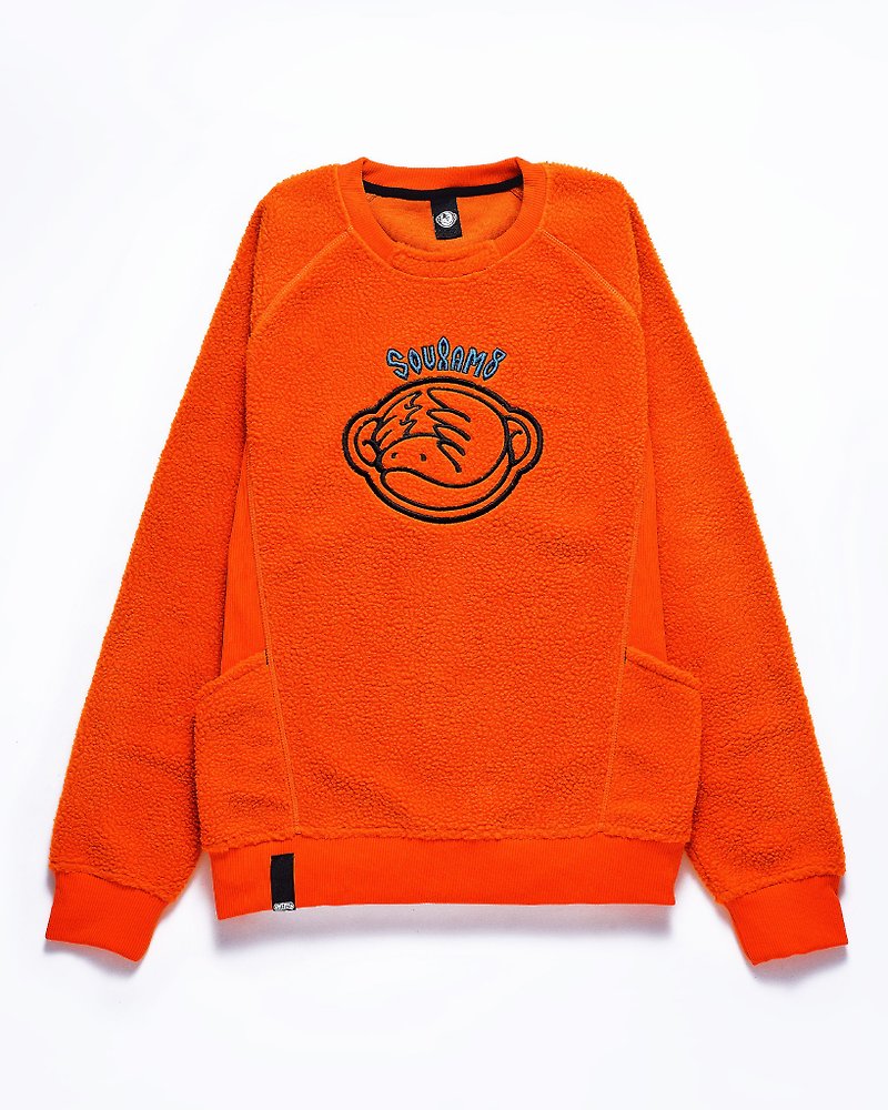 Polar Fleece Long Sleeve Round Neck Tee Orange - Unisex Hoodies & T-Shirts - Polyester Orange
