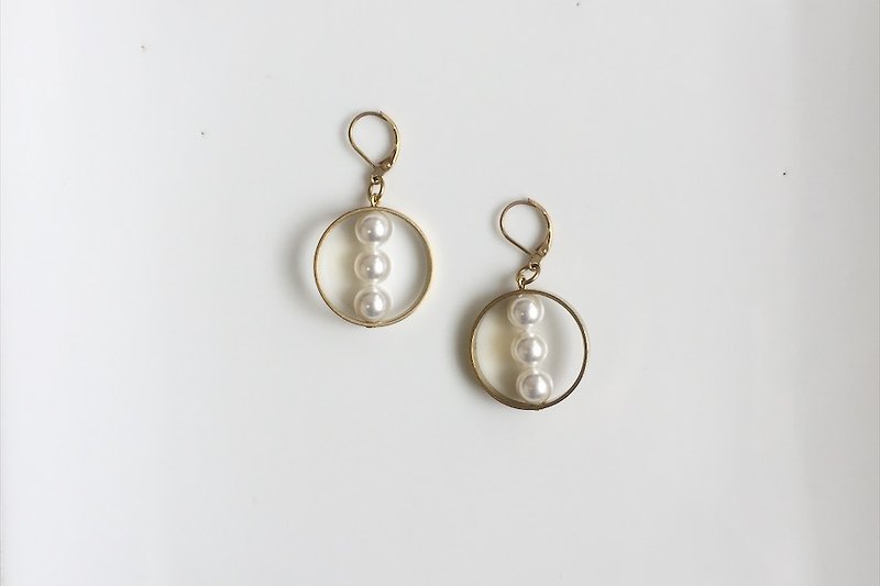 DNA真鍮の真珠のイヤリング - ピアス・イヤリング - 宝石 ゴールド