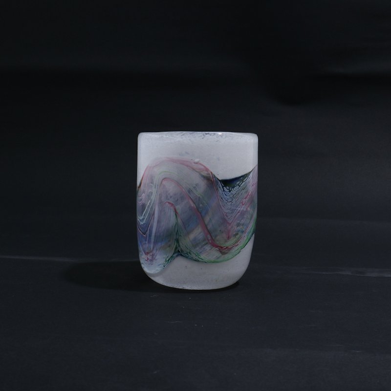 240ml three-color landscape white jade cup-Hsinchu handmade glass - Cups - Glass Multicolor
