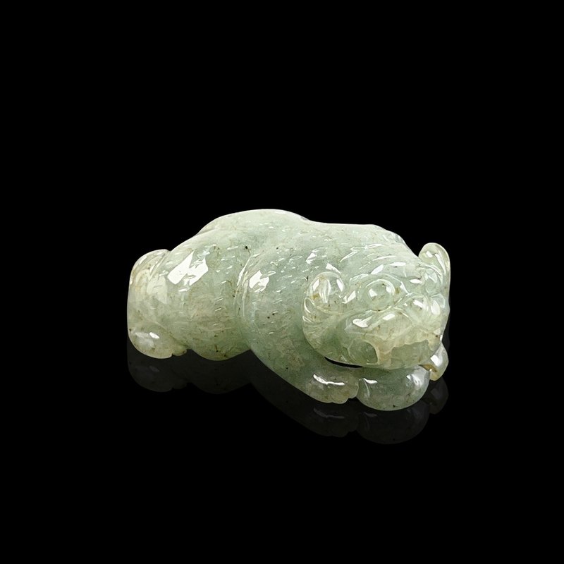 [Tiger and tiger make the wind] Ice jade tiger necklace decoration | Natural Burmese jade jade A goods | Gifts - Necklaces - Jade Green