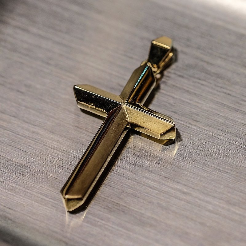 F.L.C- Bevel Cross【十字架、項鍊、長鍊】電鍍黃色版本 - 項鍊 - 純銀 