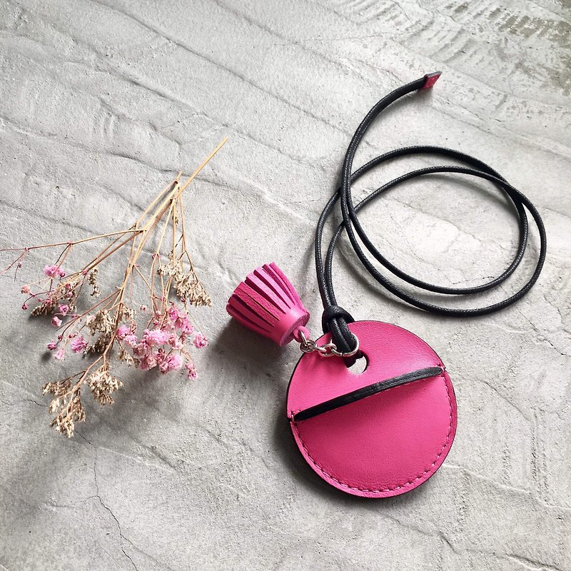 gogoro鑰匙皮套訂製 小流蘇吊飾款 粉紅色客製化禮物 - 鑰匙圈/鎖匙扣 - 真皮 
