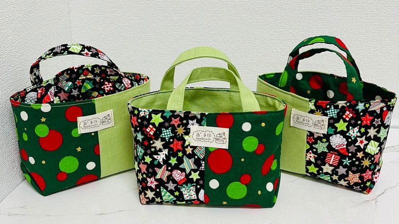 聖誕拼色小提袋 - 手提包/手提袋 - 棉．麻 多色