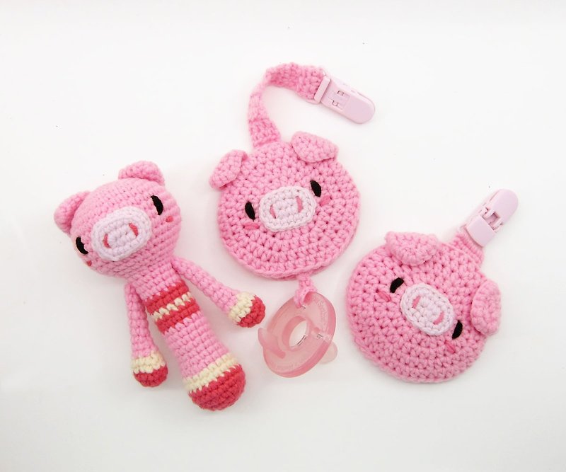 彌月禮盒組-豬 - 滿月禮物 - 其他人造纖維 粉紅色