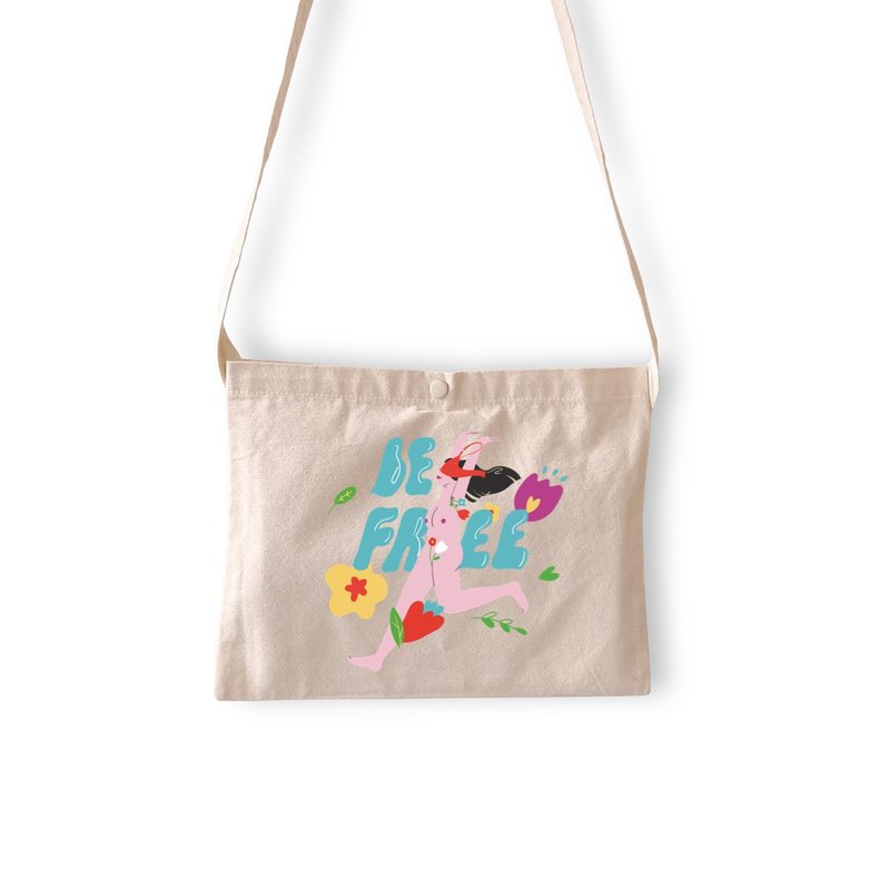 自由女子2號 - 隨行帆布袋 - 原麻 - 側背包/斜背包 - 棉．麻 卡其色