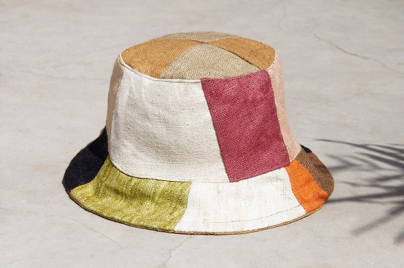 Limited a forest feel the wind stitching hand-woven cotton Linen cap / hat / visor / hat Patchwork - playful wind hit the color stitching design