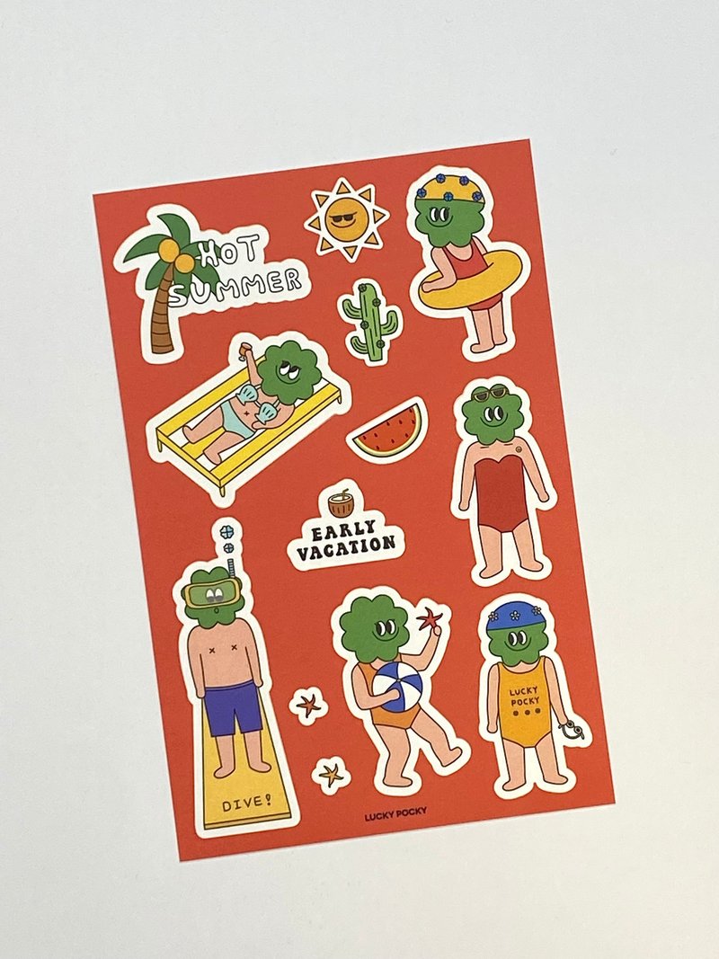 hot summer removable sticker - สติกเกอร์ - กระดาษ สีแดง