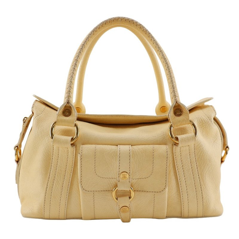 【日本直送】セリーヌ CELINE ミニボストンバッグ トートバッグ トリオンフ レザー オフホワイト レディース【中古】 - 手提包/手提袋 - 真皮 白色