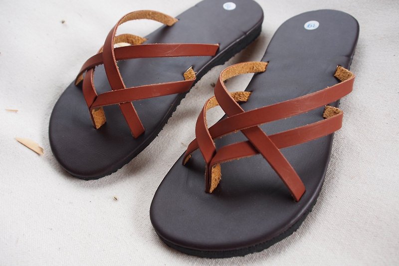 Simple Leather Shoe Ethnic Brown Sandal Boho Summer Sandal Soft Shoe Minimal - 女皮鞋 - 人造皮革 咖啡色