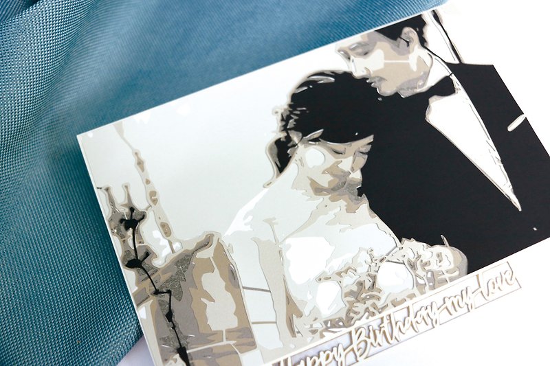 The same color portrait paper carving card customized gift (birthday/marriage/couple) - Cards & Postcards - Paper 