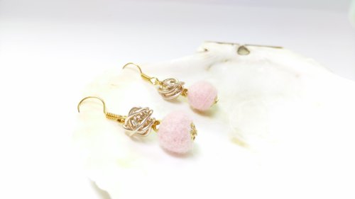 Pink Lady Felt Earrings (Clip-On Available)