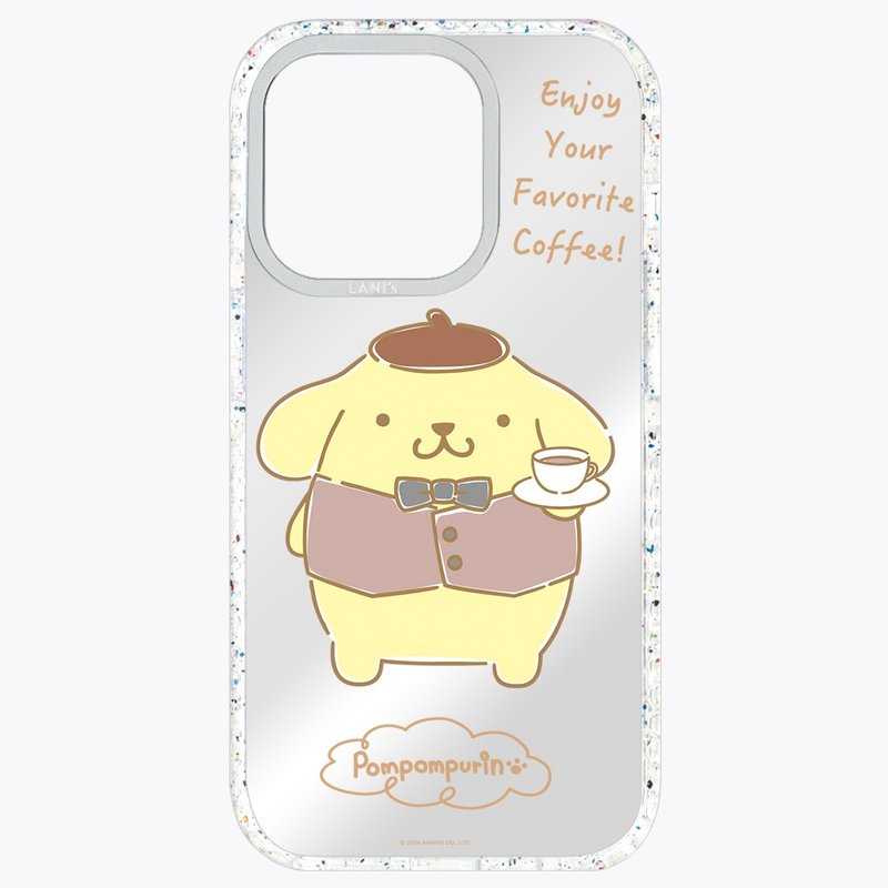 Pudding Dog Gentleman Cafe Magnetic Version Translucent Frame iPhone 15 14 13 Pro Max - เคส/ซองมือถือ - วัสดุอีโค สีเงิน