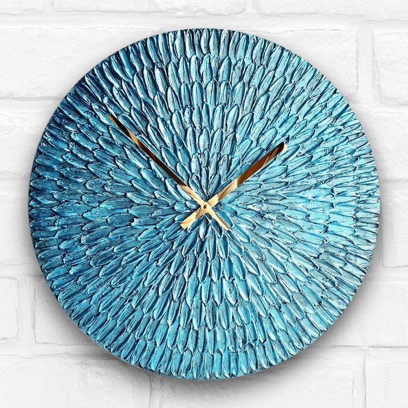 Metallic blue large wall clock Modern art clock Silent clock Different colors