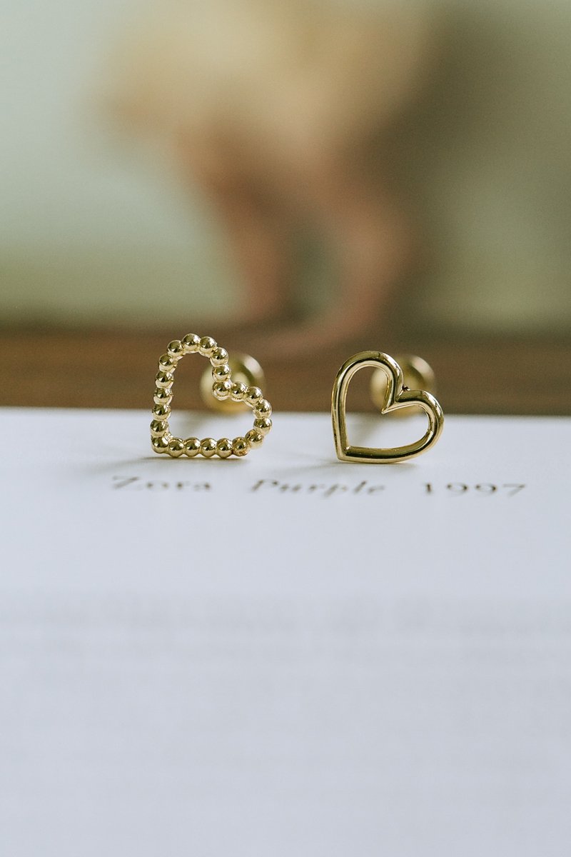 14K Gold Heart Cartilage Helix Tragus Conch Piercing Earring Labret Jewelry - Earrings & Clip-ons - Precious Metals Yellow