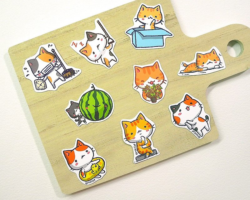 Secret Cat Daily Waterproof Sticker Set (5 styles in total) - สติกเกอร์ - วัสดุกันนำ้ หลากหลายสี
