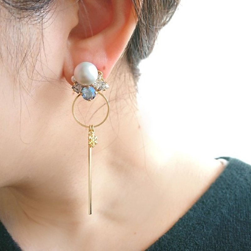 [2way] winter blue Clip-On, earrings - Earrings & Clip-ons - Crystal Blue