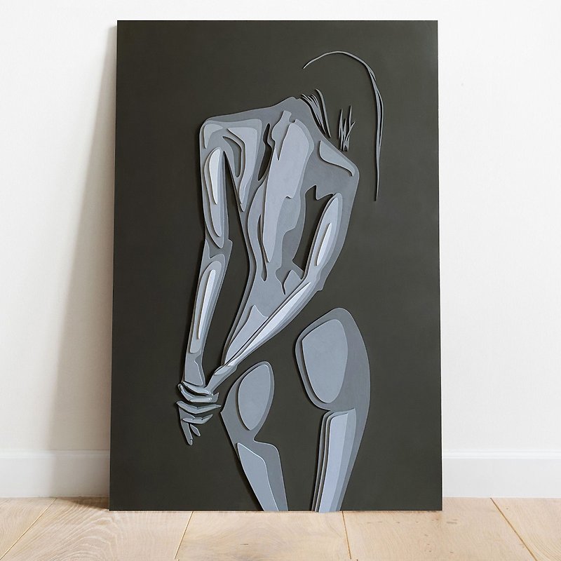 Woman silhouette 3D artwork, Minimalist wood wall art, Unique wall decor