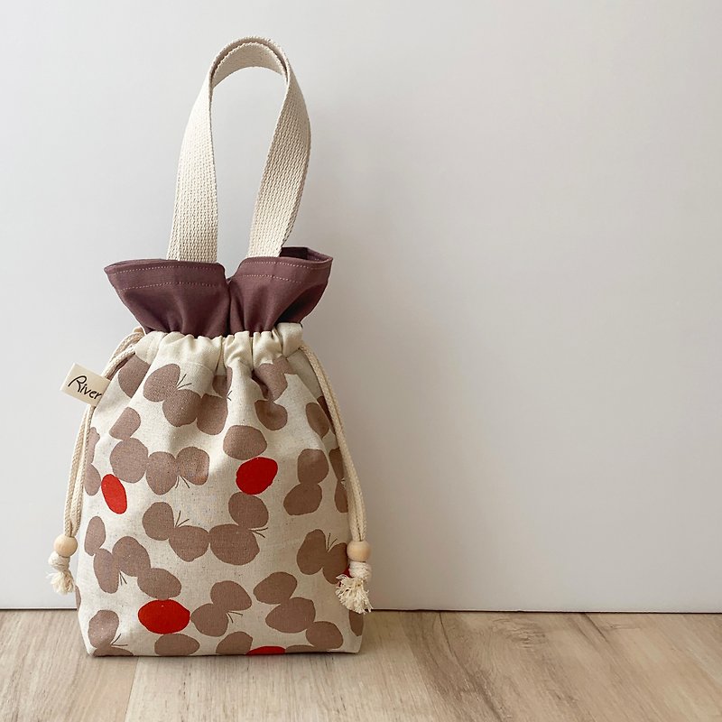 【River】Portable Dual-use Bag (Medium)/Japanese Fabric/Butterfly/Powder - กระเป๋าถือ - ผ้าฝ้าย/ผ้าลินิน สึชมพู