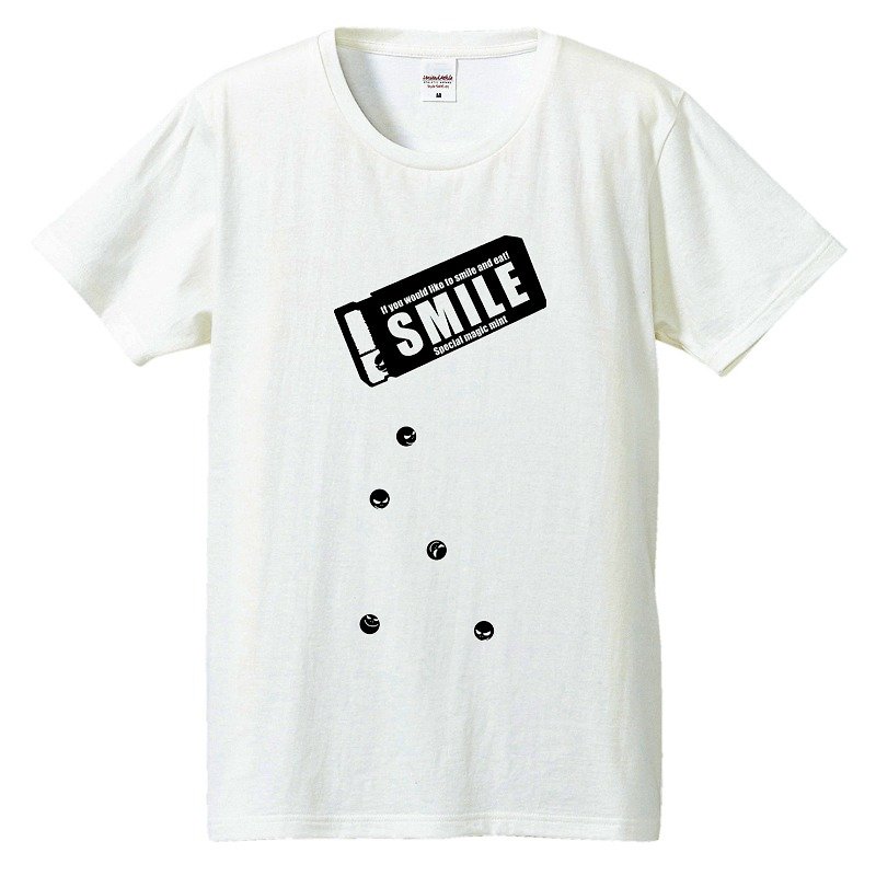 T-shirt / Smile - เสื้อยืดผู้ชาย - ผ้าฝ้าย/ผ้าลินิน ขาว