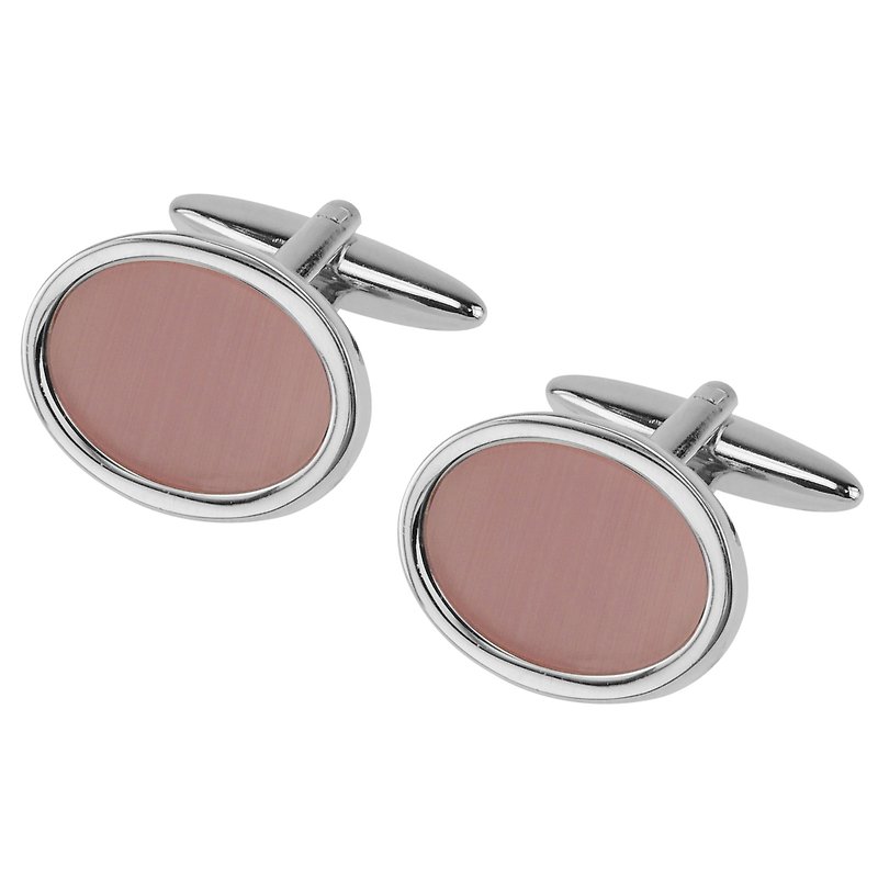 Pink Catseye Oval Cufflinks - Cuff Links - Other Metals Pink