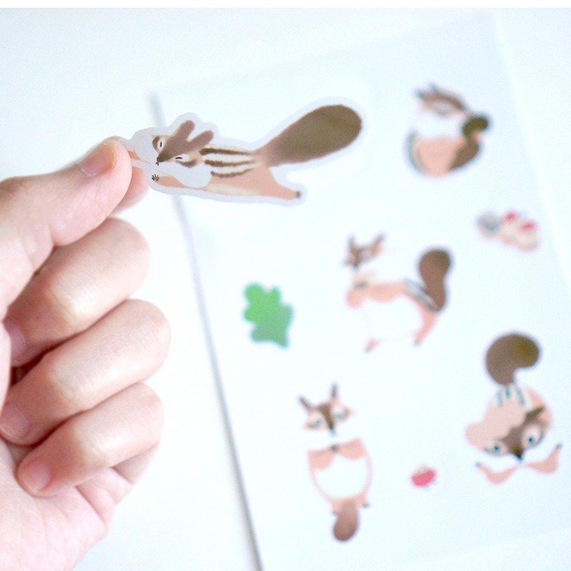 [One horn forest] chipmunk for a whole day stickers - สติกเกอร์ - กระดาษ 