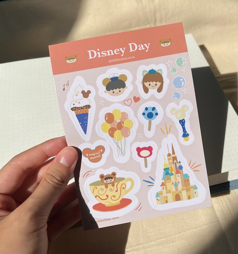 【薑餅熊系列】Disney Day 防水貼紙 - 貼紙 - 紙 粉紅色