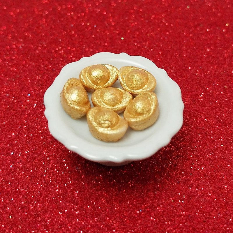 golden Miniature Handmade Dollhouse collectible decorate believe rich money - Items for Display - Clay Gold