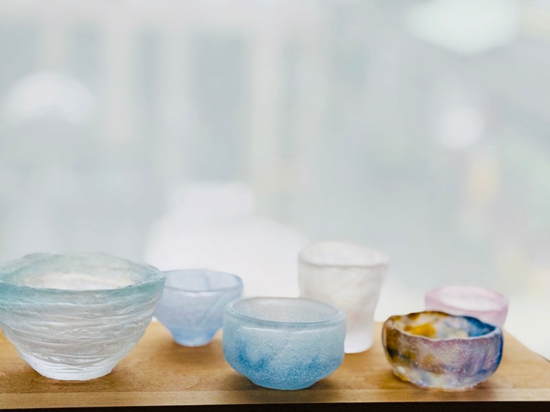 粉焼きガラス・鋳造グラス - ミニカップ、酒器 - 急須・ティーカップ - ガラス 