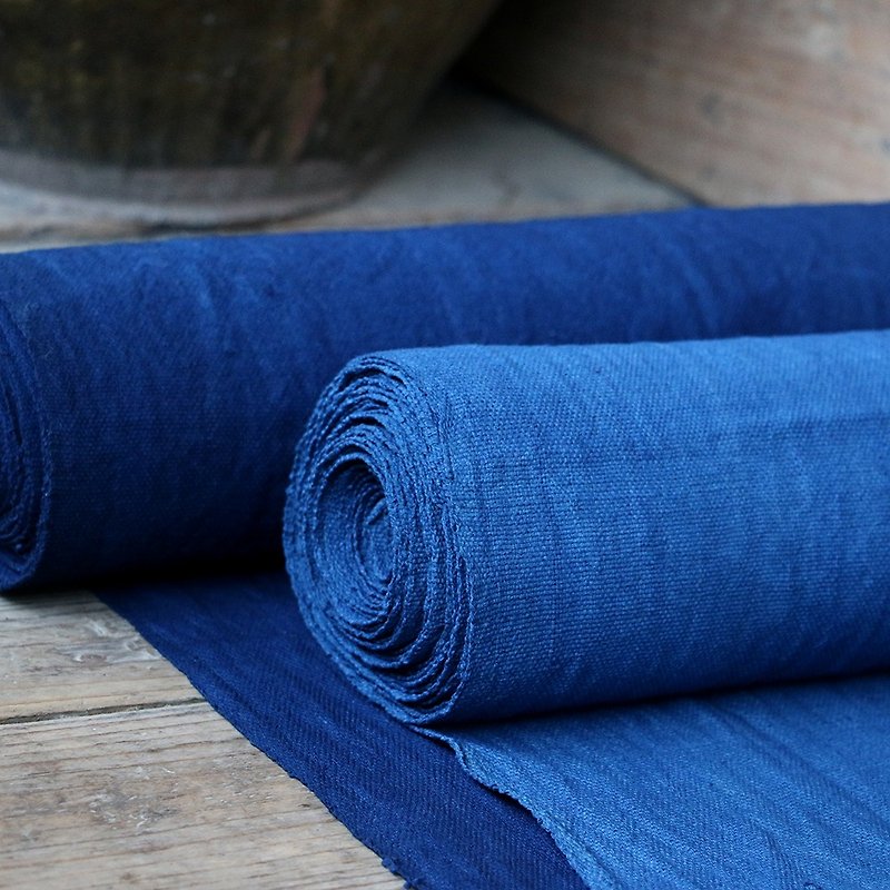 Yishanren | Ancient fermentation blue dyeing handmade cloth hand-woven cloth pure cotton cloth plain weave double warp and weft coarse cloth width 40cm - Knitting, Embroidery, Felted Wool & Sewing - Cotton & Hemp 