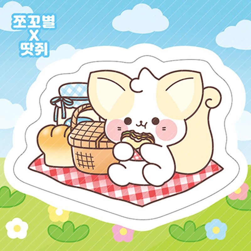 Picnic Fox cute animal peel off sticker (ddatchi) - 貼紙 - 紙 多色