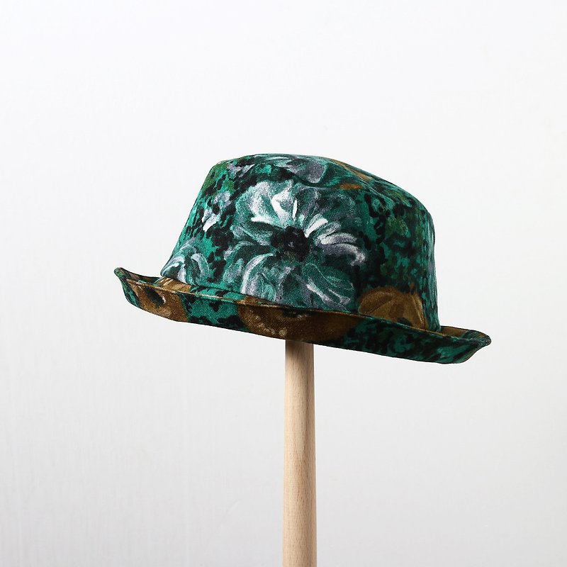 JOJA [limited] Taiwan old cloth / SM adjustable / single fisherman hat - Hats & Caps - Cotton & Hemp Green
