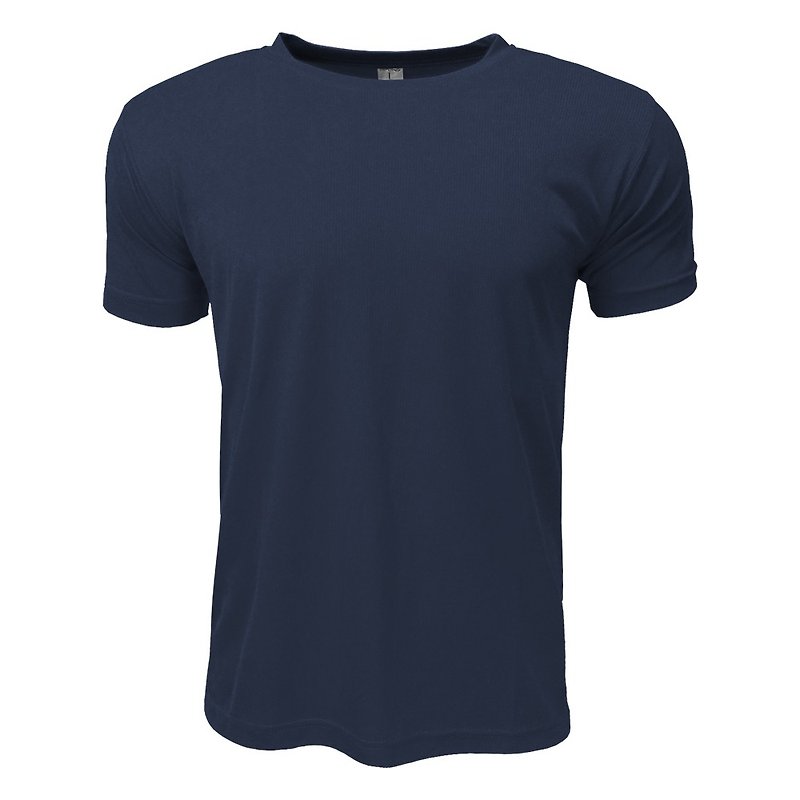 3D straight stripe moisture wicking round neck T:: Navy:: Men and women can wear 160806-35 - Men's Sportswear Tops - Cotton & Hemp Blue