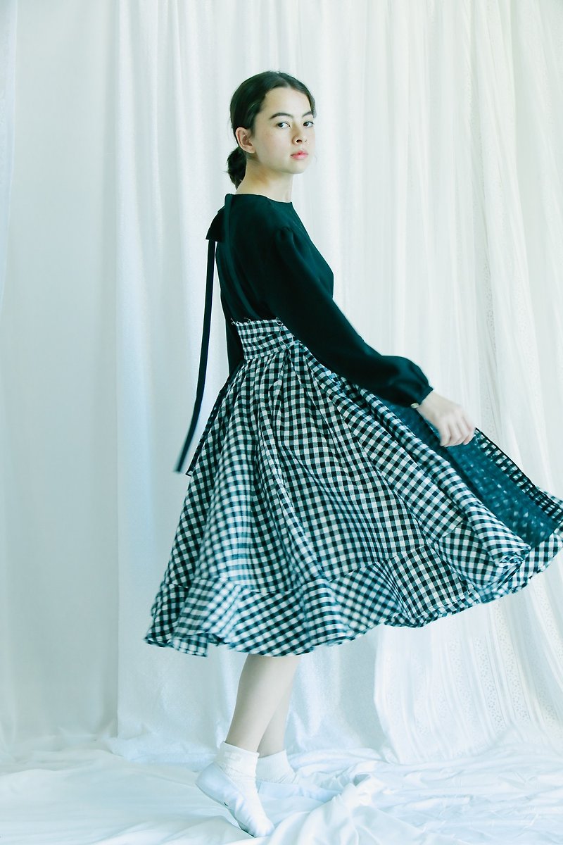 wrap pleated skirt with ruffle hem - กระโปรง - ขนแกะ สีดำ