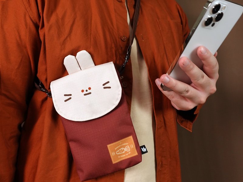 Furry Zoo Shaped Carry-On Bag Travel Pouch Mobile Phone Bag- Carrot Rabbit - Messenger Bags & Sling Bags - Waterproof Material Red