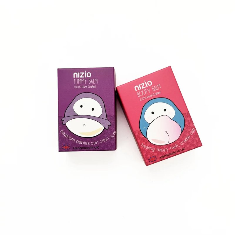 nizio【英國威爾斯】肚肚膏+屁屁膏 -阿福盒裝2件組 (25mlX2) - 彌月禮盒 - 精油 