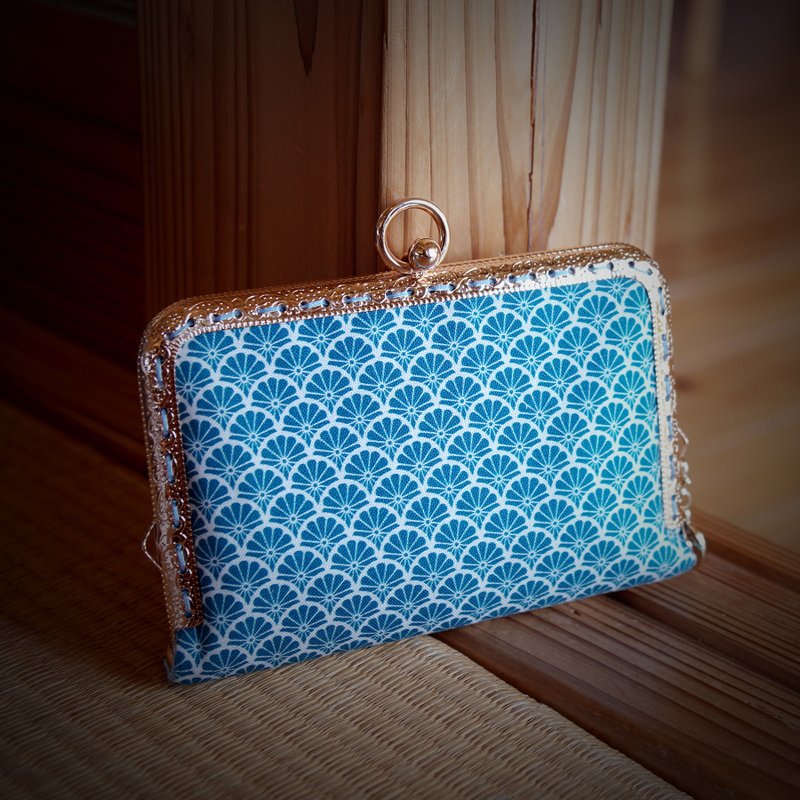 口金票卡夾 / 卡片收納 / 信用卡包 - 雛菊之田 - 零錢包/小錢包 - 棉．麻 藍色