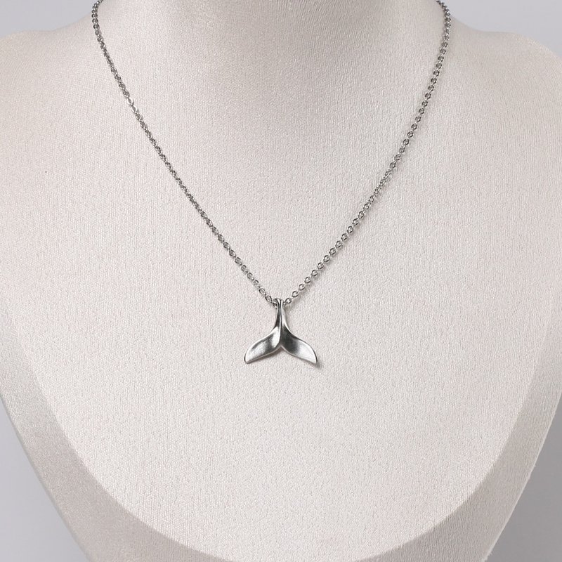 鯨魚尾A款項鍊 鏡絲雙面原色 316L不鏽鋼 抗過敏 S040 - 項鍊 - 不鏽鋼 銀色