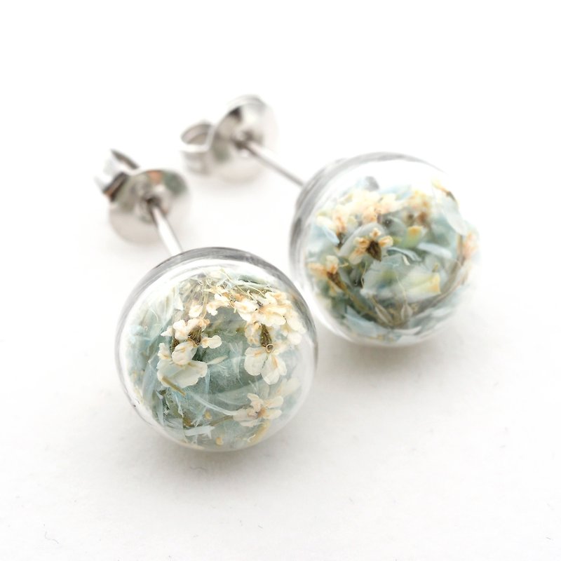 OMYWAY Handmade Dried Flower - Glass Globe - Earrings - Drop Earrings - Drop Cli - ต่างหู - แก้ว 