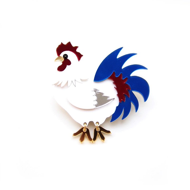 Rooster Brooch - Brooches - Acrylic Multicolor