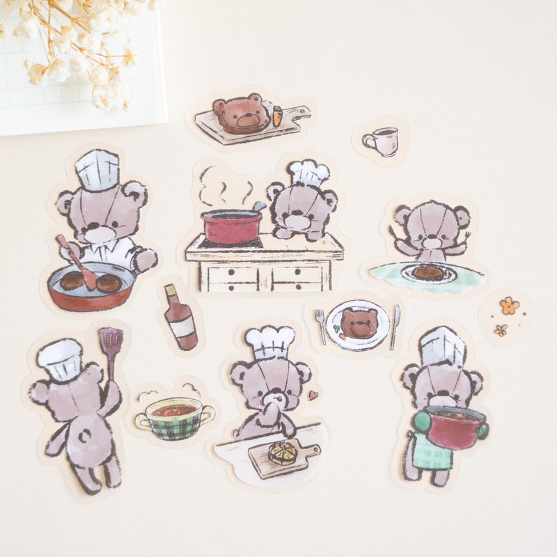 Clear Sticker flakes - Cooking Teddy Bears - Stickers - Paper Brown