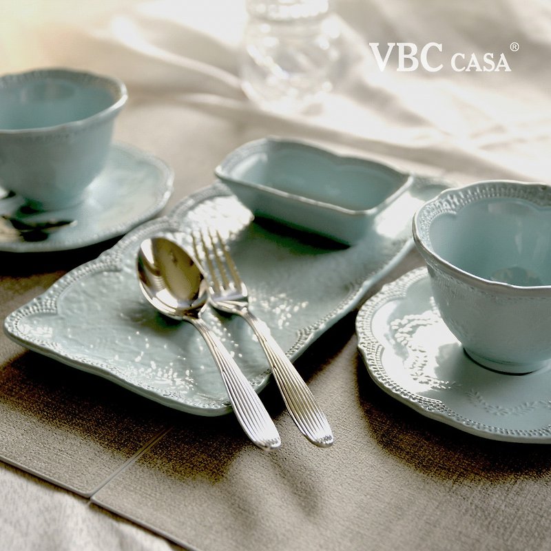 [Italy VBC casa] Lace breakfast set for two (three colors to choose from) - Plates & Trays - Pottery Multicolor